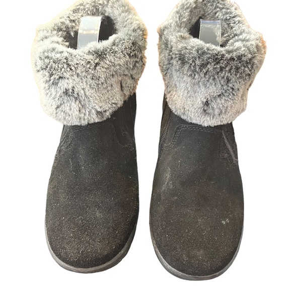 KHOMBU “Jessica” Black ankle booties with grey fur Size 9 - Picture 3 of 8